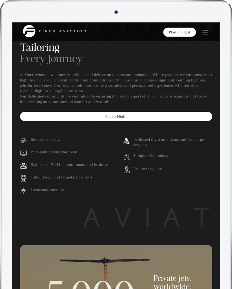 Finer Aviation detail page design