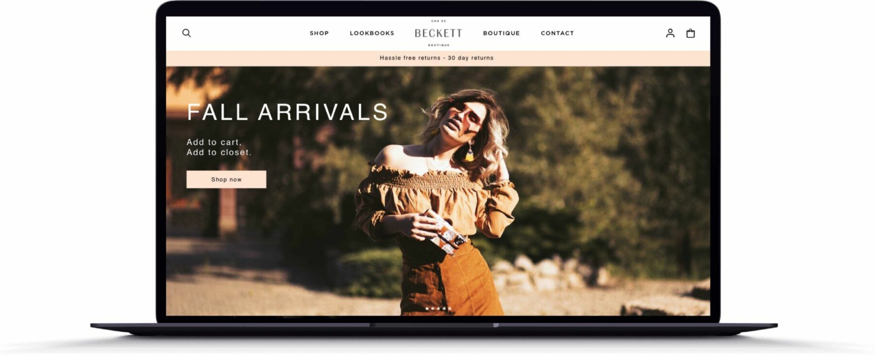 Becket Boutique Shopify Web Design, Charleston, USA
