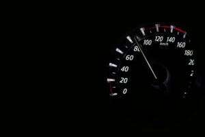 dashboard of a speeding car