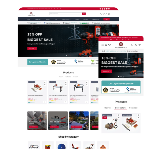 Shopfiy layout - Digital Marketing Agency UK - Tilers Tools