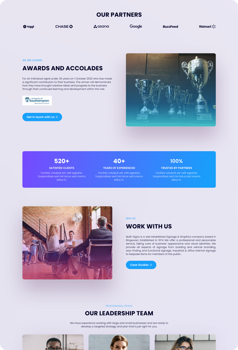 Multisigns Layout Homepage and reviews