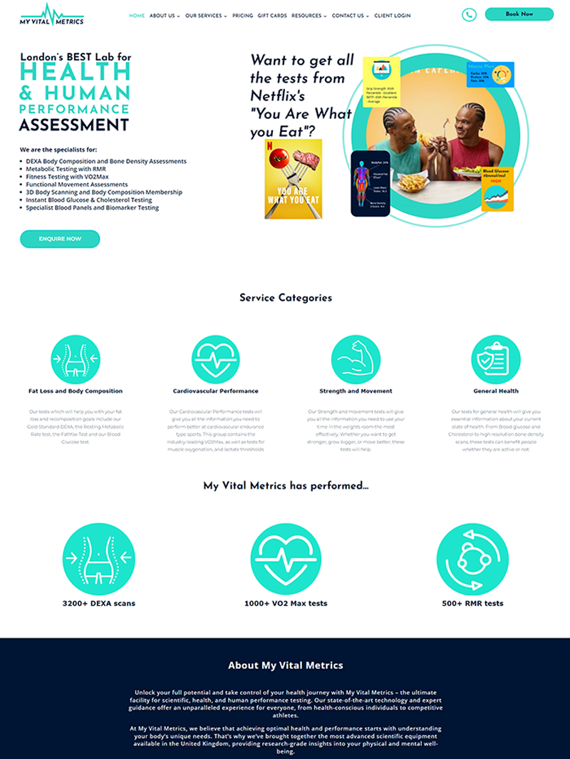 My Vital Metrics Layout Home page