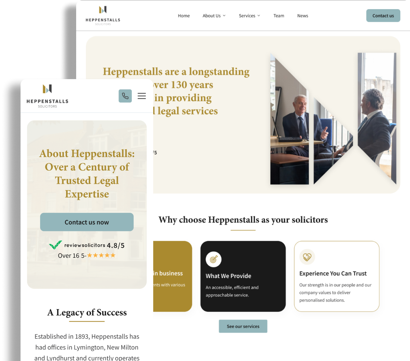 HEPPENSTALLS SOLICITORS website layout