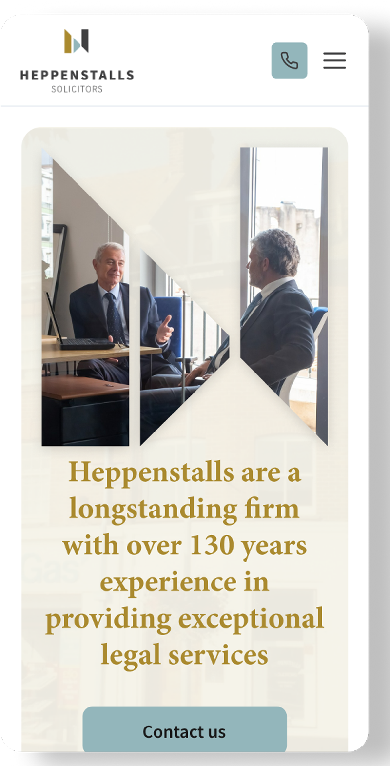 HEPPENSTALLS SOLICITORS website layout for Mobile