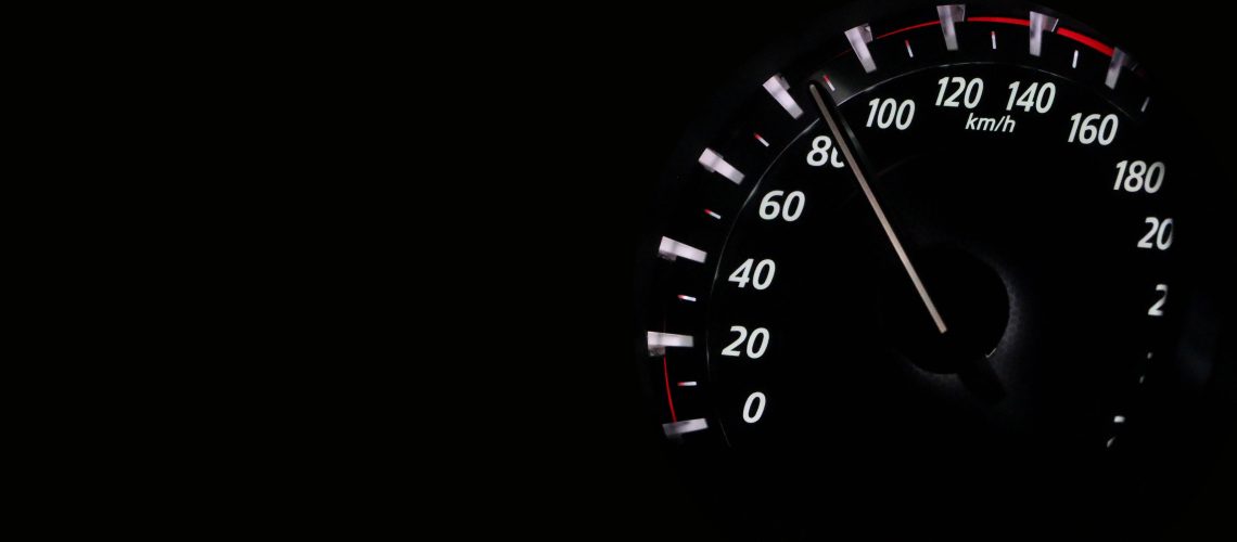 dashboard of a speeding car