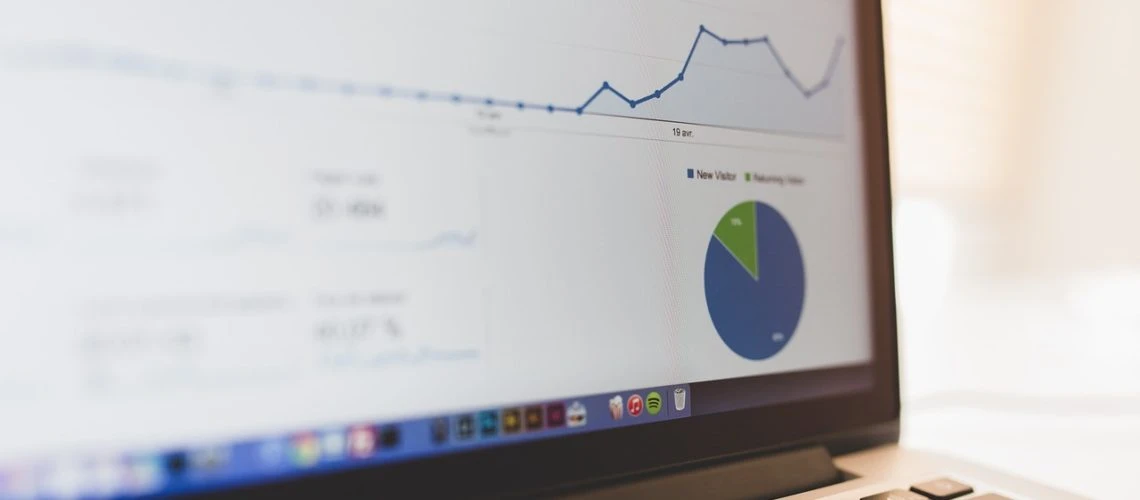 analytics screen on a laptop showing relevant data