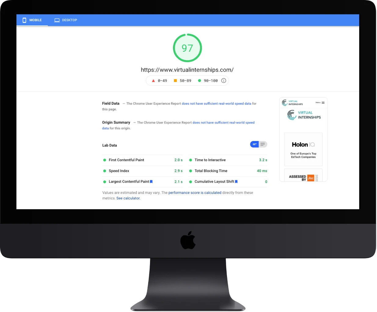 Virtual Internships Page Insights