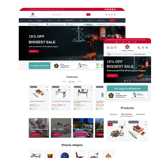 Shopfiy layout - Digital Marketing Agency UK - Tilers Tools