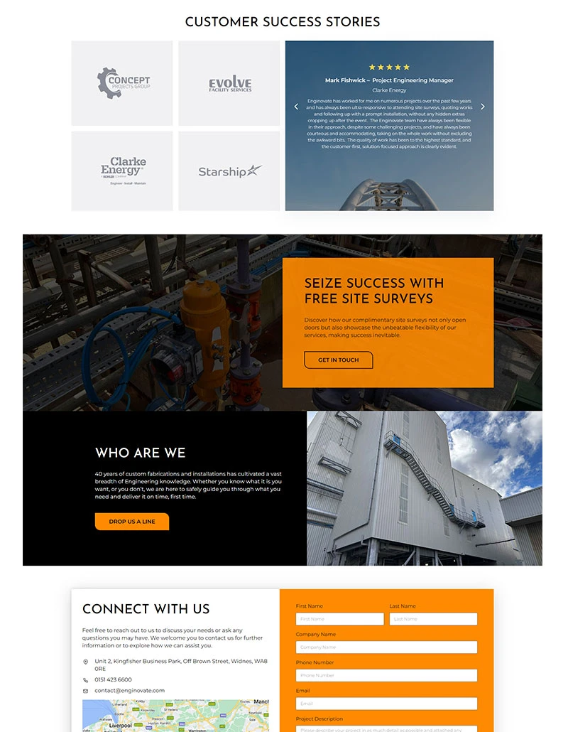 Enginovate Homepage layout 2