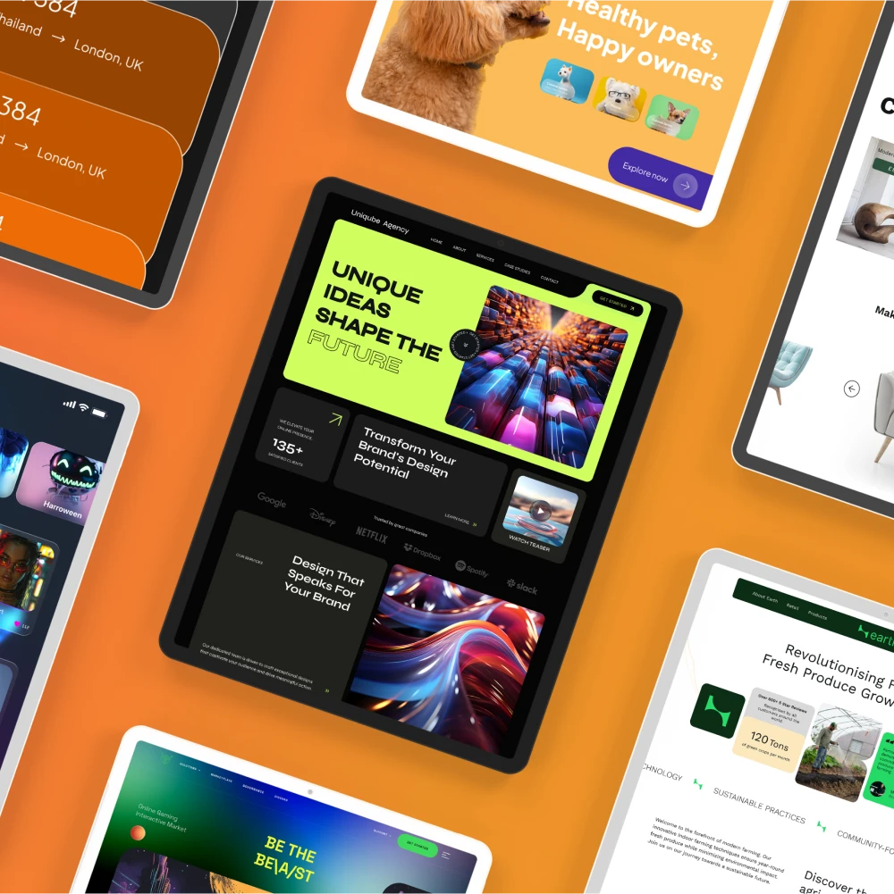 Multiple Web designs on table