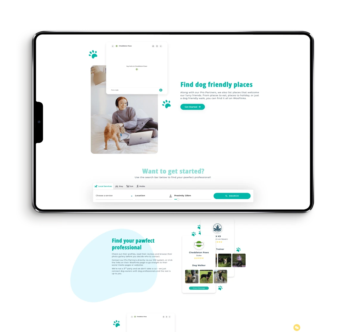wooflinks Desktop and tablet layout website design