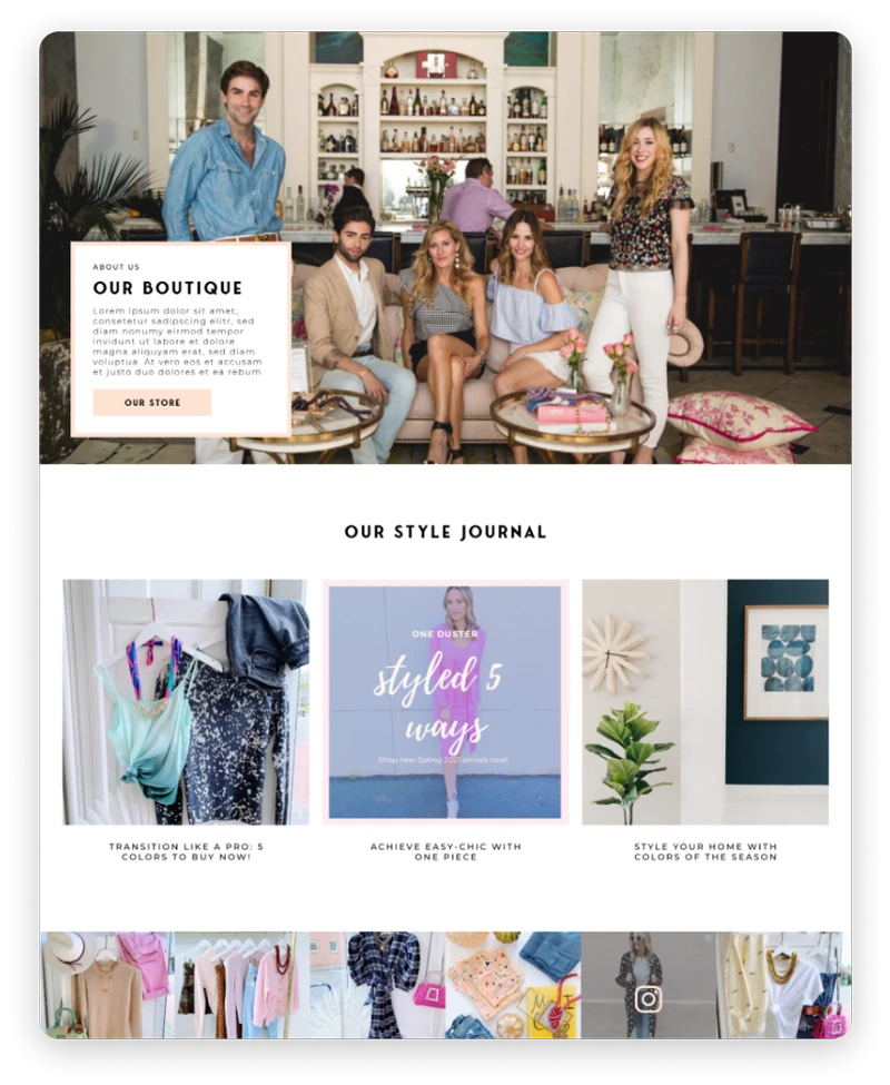 Becket Boutique website layout