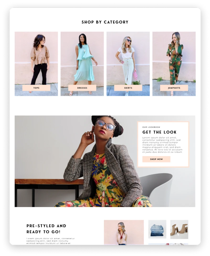 Becket Boutique website layout