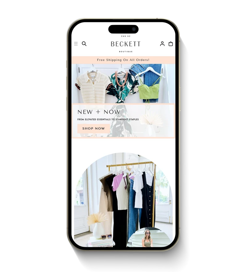 Becket Boutique Mobile layout web design web development