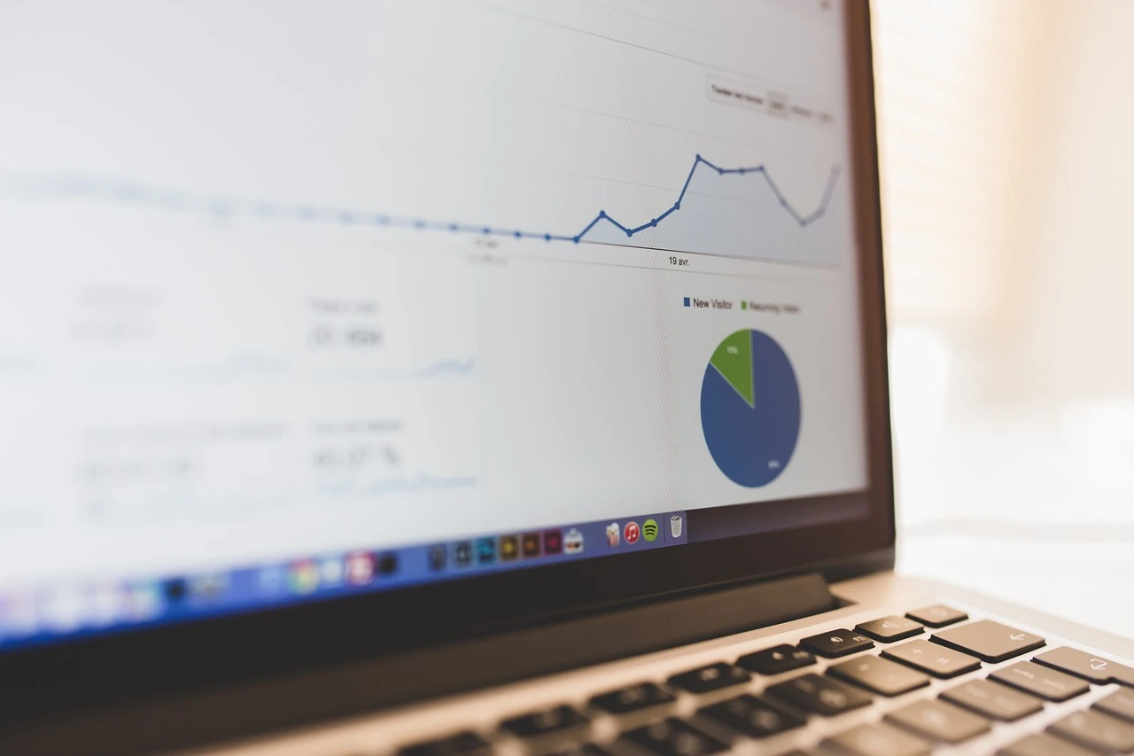 analytics screen on a laptop showing relevant data